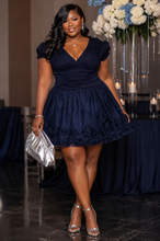 Load image into Gallery viewer, SLNY lace bottom flare dress           sz 14 (stretch)
