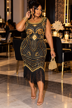 Load image into Gallery viewer, Sequin fringe dress                    sz untagged, best fit sz 14/16
