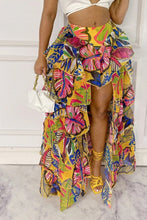 Load image into Gallery viewer, Blissful Views Printed Ruffled High Low Skirt
