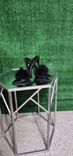 Load image into Gallery viewer, Black fur and clear heels  sz 8.5
